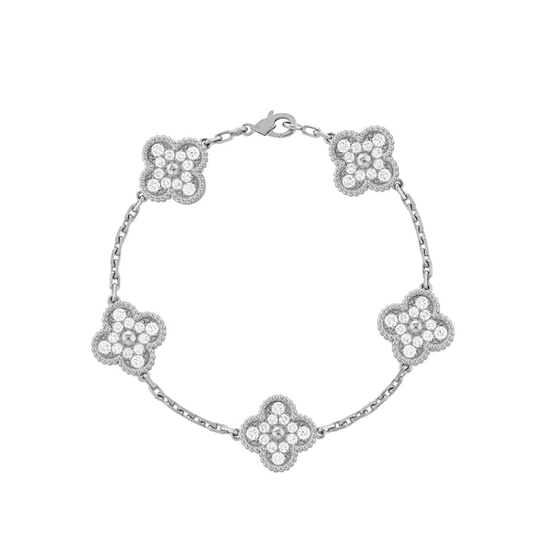Clover Bracelet - Silver Diamond